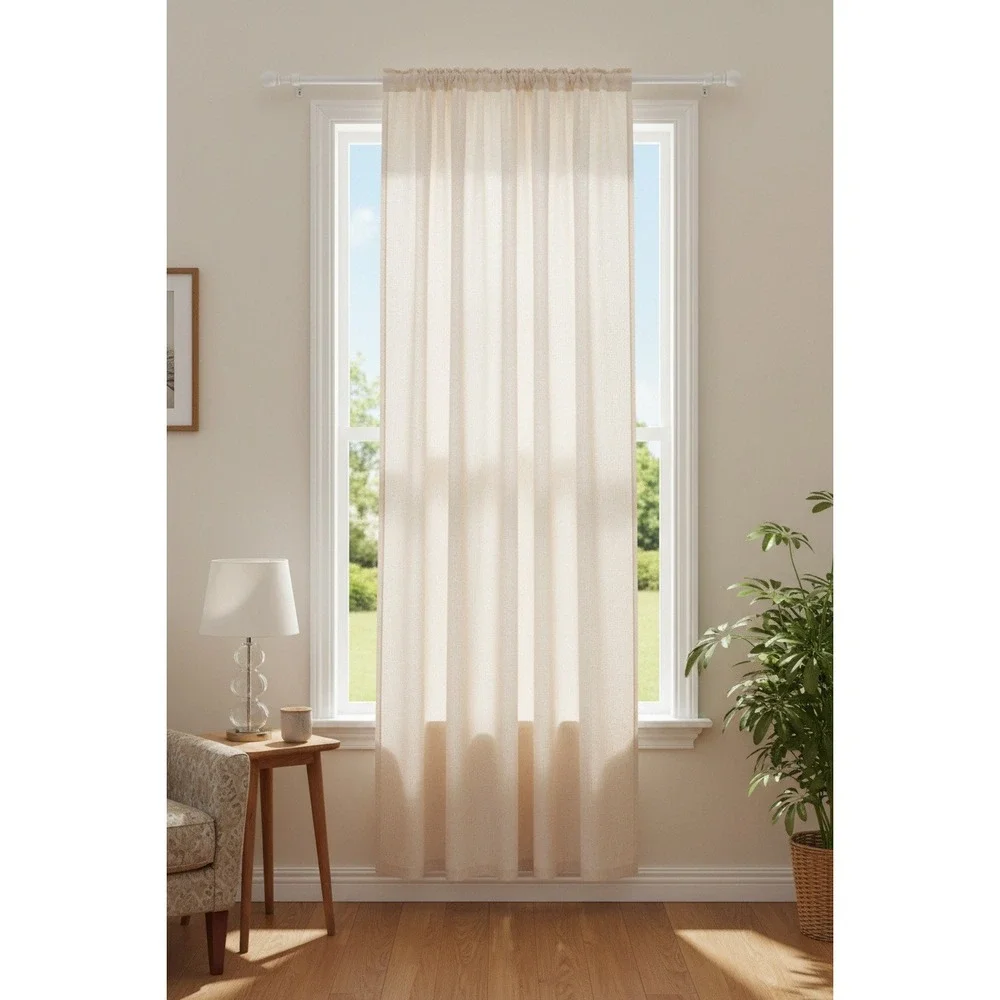 Natural Oatmeal Linen Blend Black Out Curtain Panel Rod Pocket 63 x 40‎ in Beige